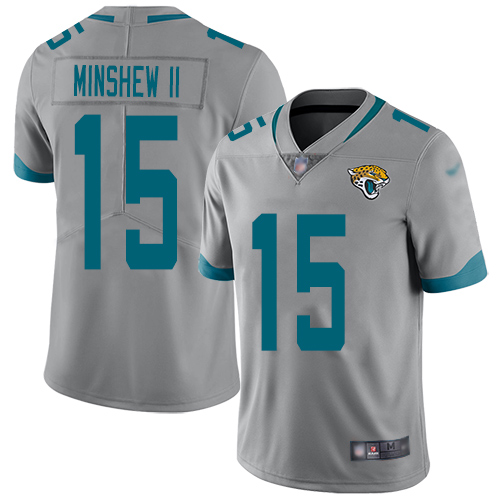 Men Nike Jacksonville Jaguars #15 Gardner Minshew II Silver  Stitched NFL Limited Inverted Legend Jersey